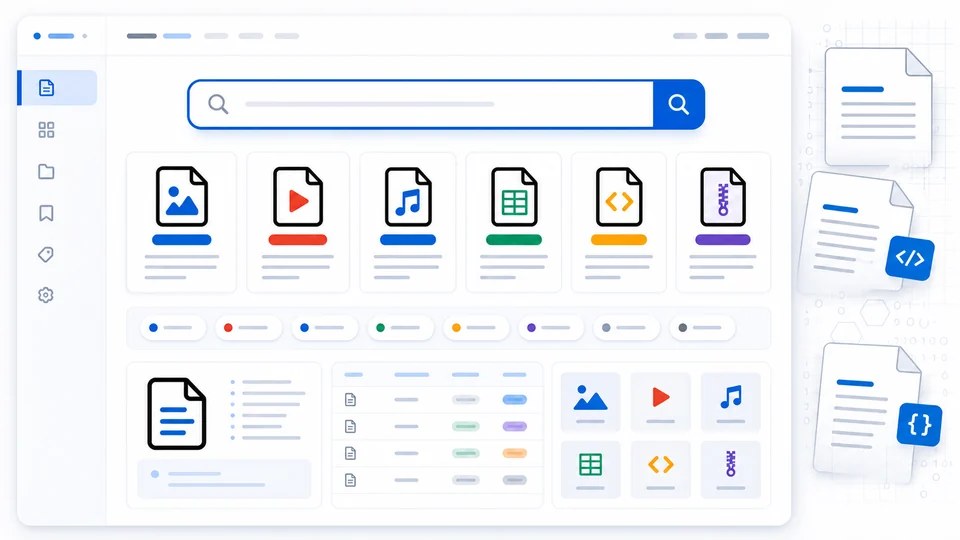 Visuale editoriale di OCEWeb Files per la consultazione di formati ed estensioni file
