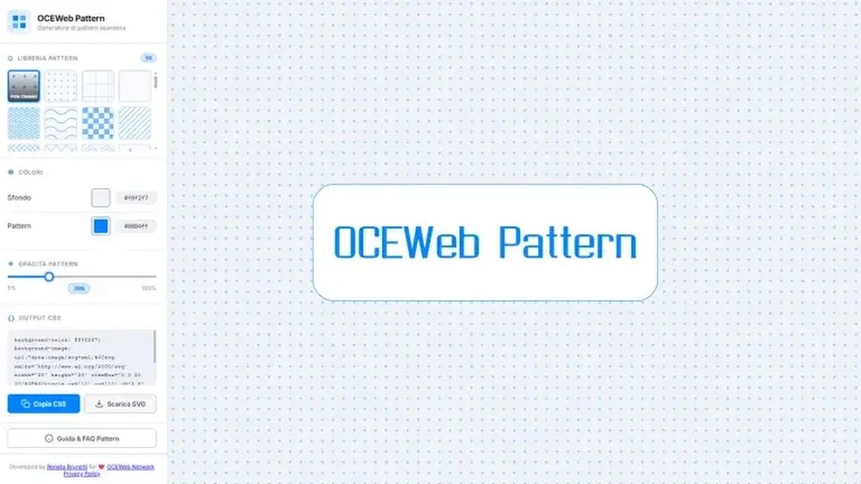 Interfaccia reale del generatore OCEWeb Pattern